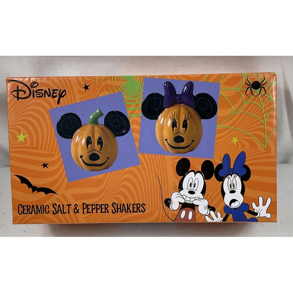 Disney Mickey Mouse And Minnie Mouse Halloween Pumpkin Salt & Pepper Shakers - Picture 4 of 4